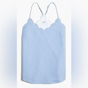 J. Crew Blue and White scalloped neck tailored tank
